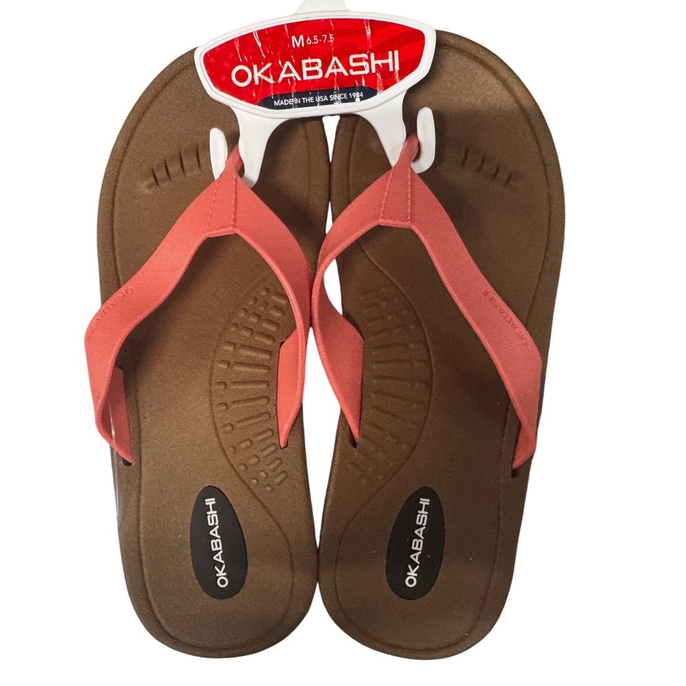 Okabashi Breeze Flip Flops Toffee Coral NEW Sandals Womens Size M 6.5-7.5